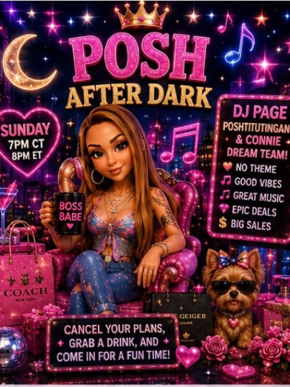 Posh After Dark Sundays at 8PM EST